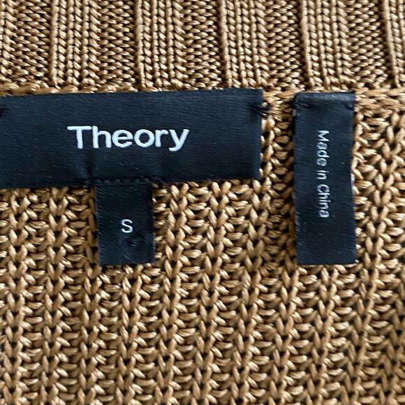 Theory Draped Back Collar Knit Sweater Toffee Brown Size S - Picture 9 of 10